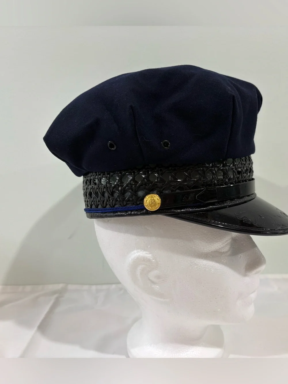 Uniform Cap All Wool Visor Hat Black Vintage Police Sz 7 AG Meier & Co